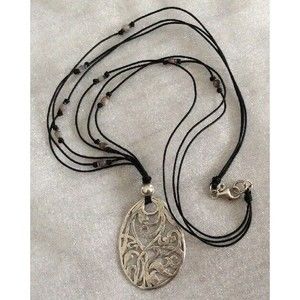 Silpada N1805 Necklace 24" Lobster Clasp .925 Sterling Silver Grey Pendent